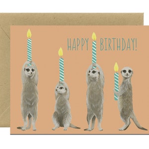 Meerkats & Candles Birthday Card - &quot;Happy Birthday!&quot; - ID: BIR009