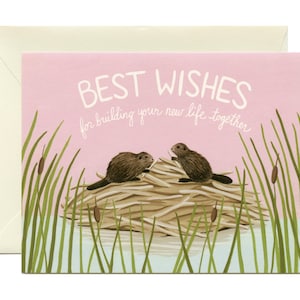 Beavers Building A Home Wedding Card Best Wishes For Building Your New Life Together ID: WED110 image 1
