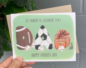 Sports Dad Father's Day Card - "So Pumped to Celebrate You! Happy Father's Day!" - ID: DAD245