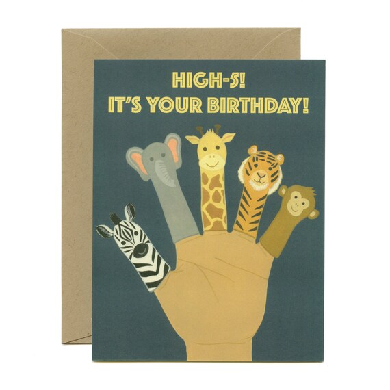 Finger Puppets Birthday Card High5 It's Your Etsy