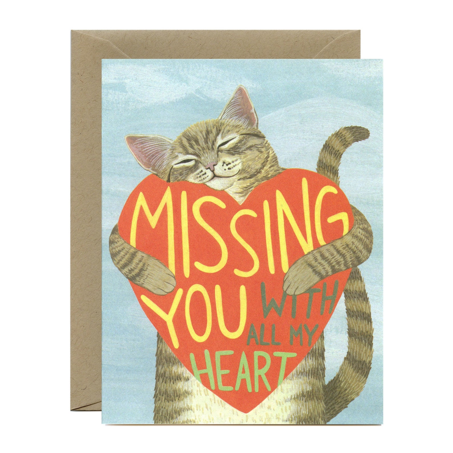 Missing You Cat I Miss You Card Missing You With All Etsy