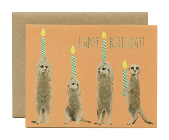 Meerkats And Candles Birthday Card Happy Birthday Etsy