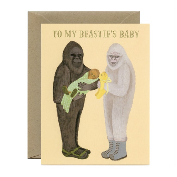 Bigfoot & Yeti New Baby Card - 