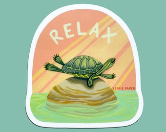 Relax Turtle Die Cut Matte Vinyl Sticker - "Relax" - ID: STK296