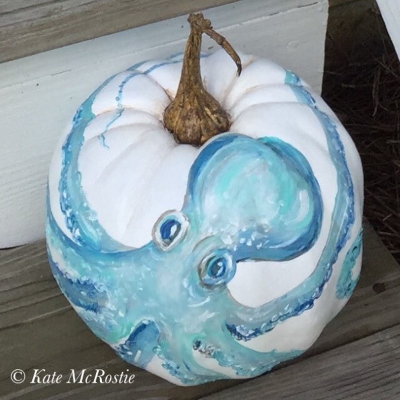 Coastal fall decor hand painted pumpkin pumpkin decor Etsy