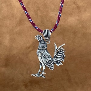 Rooster Pendant- Chicken Pendant- Rooster Jewelry- Bird Pendant- Farm Animal Jewelry- 925 Sterlig Silver - Handmade in U.S.A.