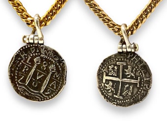 Atocha Coin pendant- Atocha Spanish Shipwreck Treasure Coin Pendant- 925 Sterling Silver.