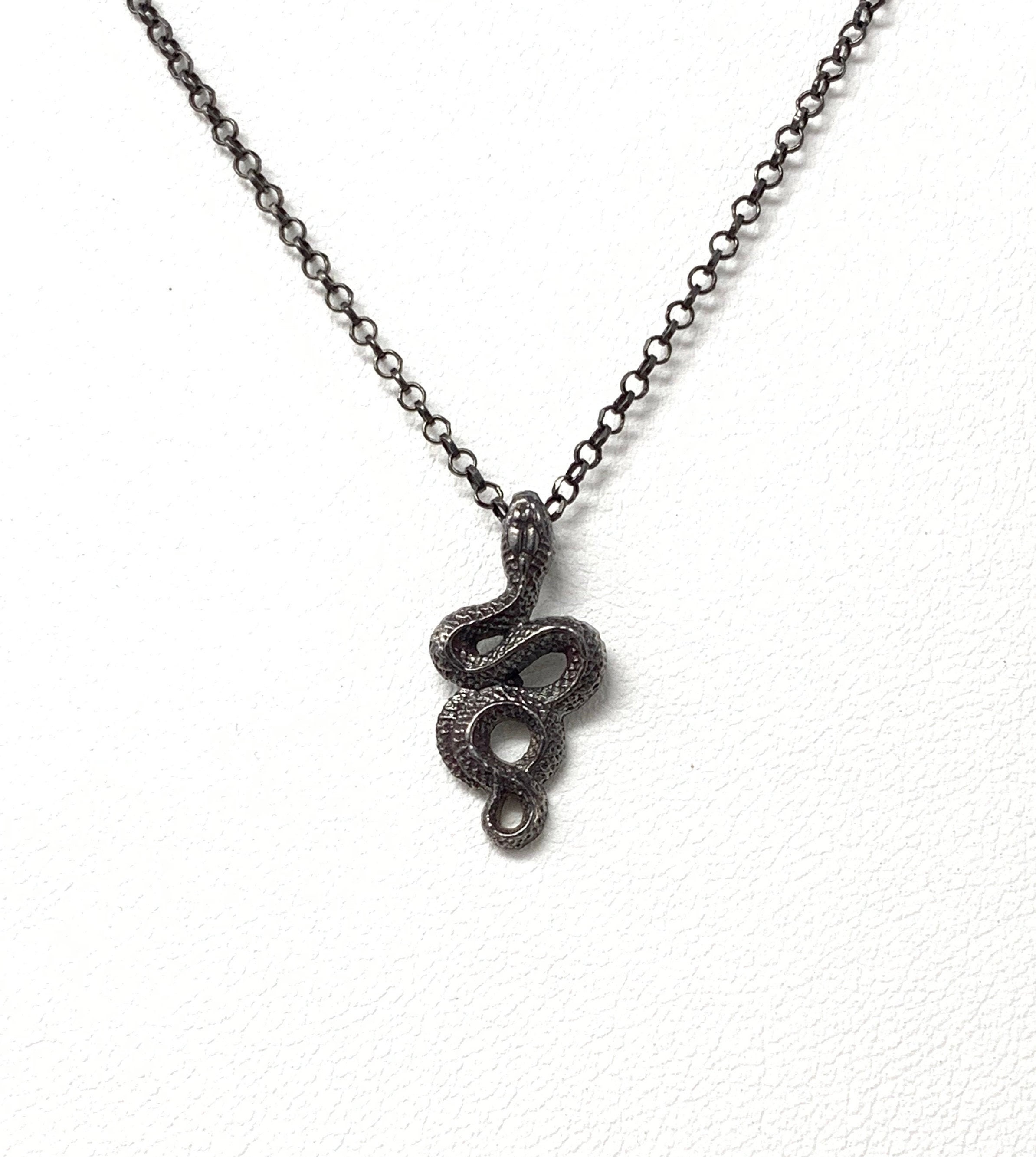 Black Snake Necklace 925 Sterling Silver Snake Necklace Etsy
