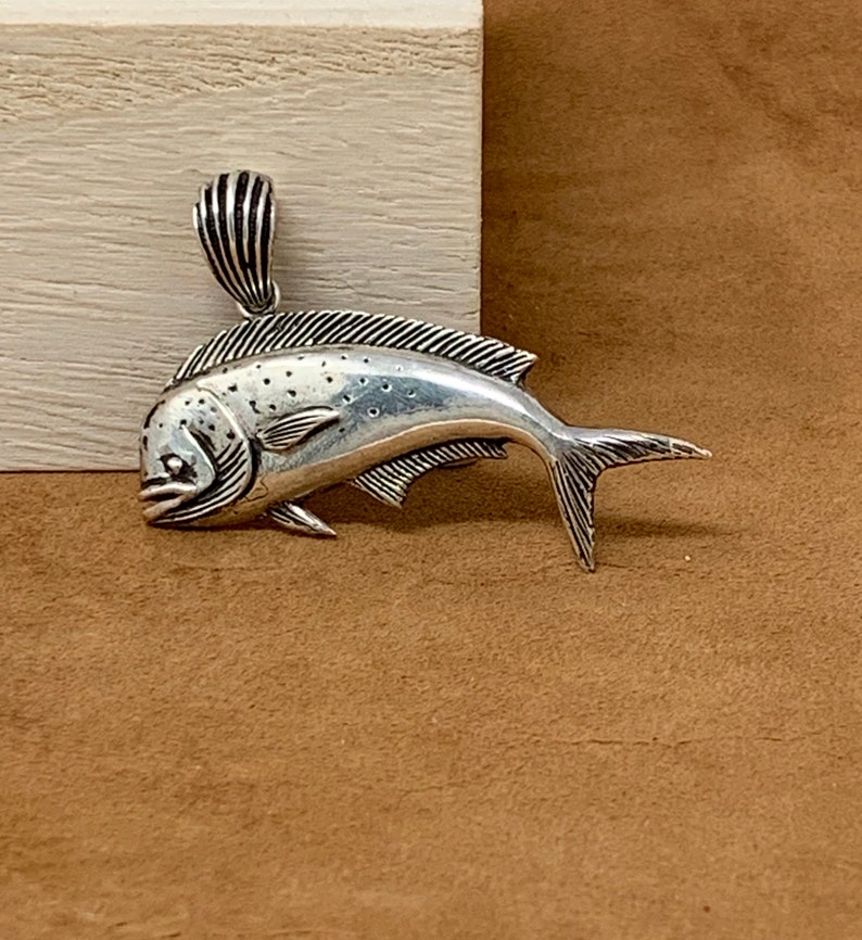 Nautical Jewelry. Mahi Mahi Fish Pendant Sterling Silver Mahi Dolphin Pendant Dorado Fish Pendant