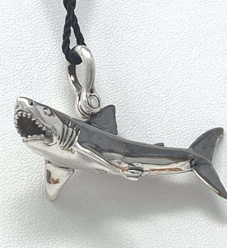 925 Sterling Silver Great White Shark Pendant