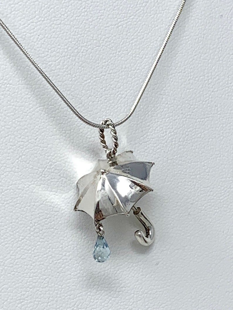 Umbrella Pendant3D Umbrella Necklace with Light Blue Etsy
