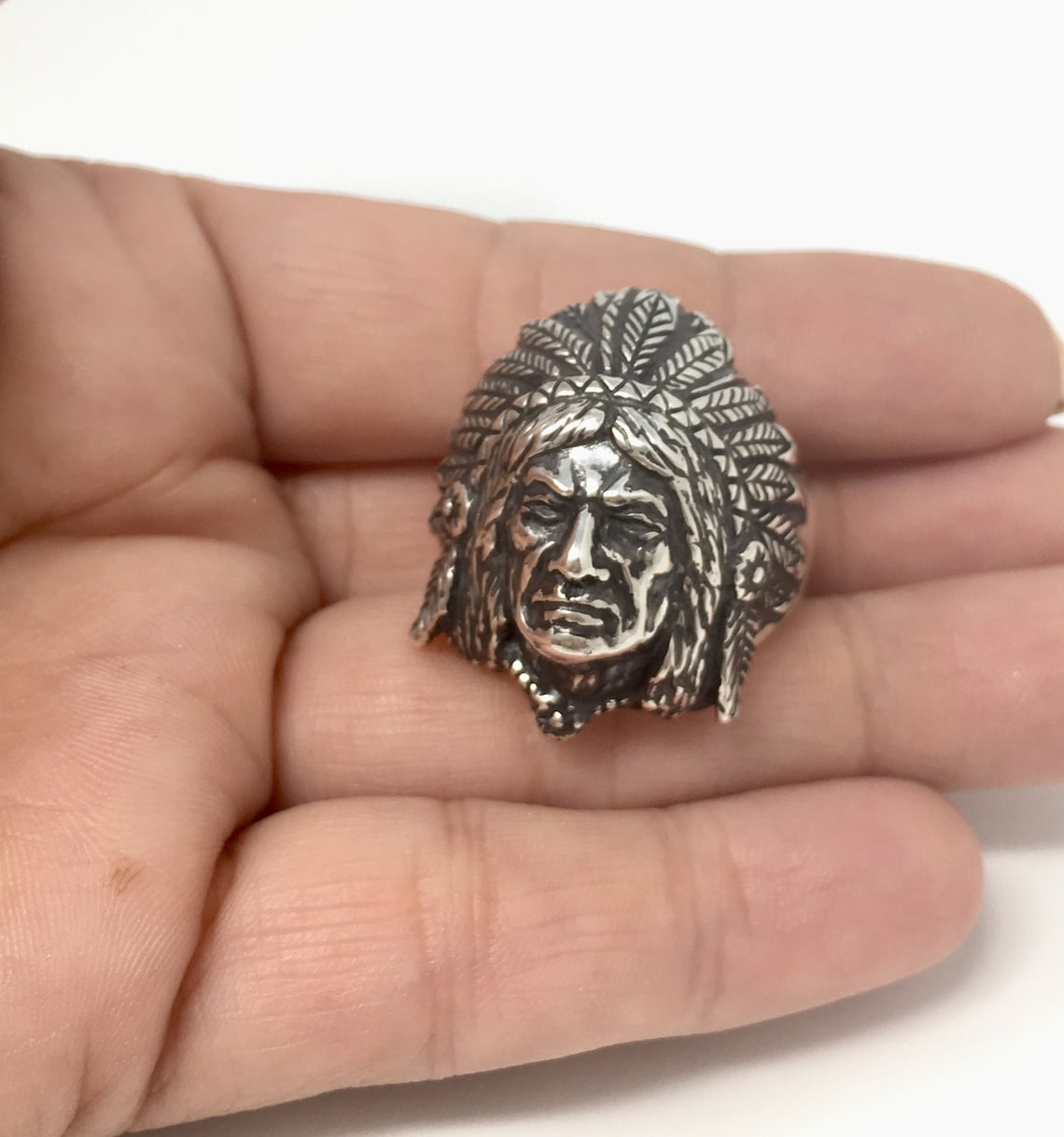 Native American Indian Chief Ring - 925 Sterling Silver Ring for Men ...