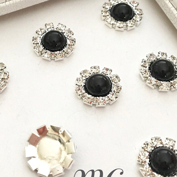 10 pcs,black rhinestones,rhinestone with pearls,flower rhinestones,rhinestone center,flower center,metal rhinestones,scrapbooking buttons,93