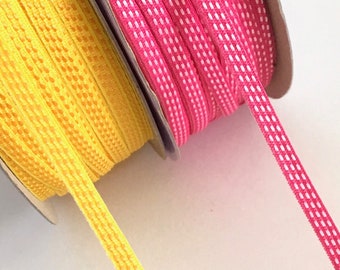5 yds,polka dots ribbon,grosgrain ribbon,stitched ribbon,ribbon for bows,scrapbooking ribbon,sewing ribbon,ribbon for crafts, dotted ribbon.