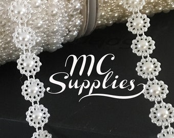 2 yds,Pearl trim,ivory pearl chain,string of pearls,strand of pearls,embellish pearls,decorative trim,scrapbooking trim,chain of pearls,191.