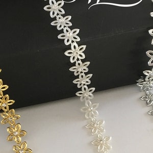 Flower chain trim,pearl string,ivory trim,decorative pearls,pearl trim,strand of pearls,decorative pearls,cake decoration,accent pearls,191