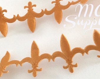 1-19 yds,Fleur de lis trim,satin fleur de lis,embellished trim,trim for crafts,quilting trim,sewing trim,craft trim,scrapbooking trim.