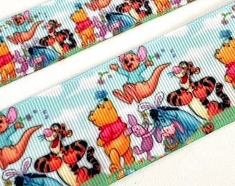 2 yds,Winnie-the-Pooh ribbon,bear ribbon,grosgrain ribbon,ribbon by the yard,ribbon for bows,craft ribbon,fabric ribbon,cartoon ribbon,60