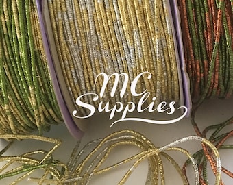 5 yds,Metallic cord,metallic string,cord,variegated cord,decorative cord,metallic ribbon,craft cord,green cord,gold cord,synthetic cord,88