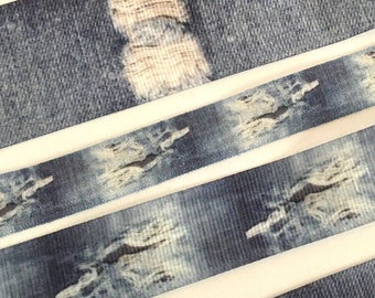 5 yds,Denim Tears Ribbon, Blue Fabric Trim for Bows, Hair Ties and DIY Scrapbooking