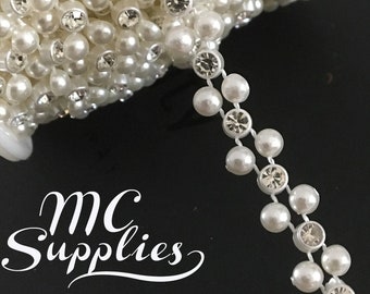 1-10 yds,Bead chain,round pearls,Ivory pearl trim,pearl string,decorative pearls,s,decorative pearls,cake decoration,accent pearls,191