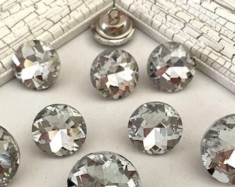 10 pcs,crystal buttons,round buttons,rhinestone buttons,buttons w/shank,flower center,silver rhinestones,shank buttons.