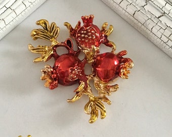 2 pcs,pomegranate rhinestone,fruit rhinestones,jewelry rhinestones,metal pomegranate rhinestones,rhinestone,metal rhinestones.