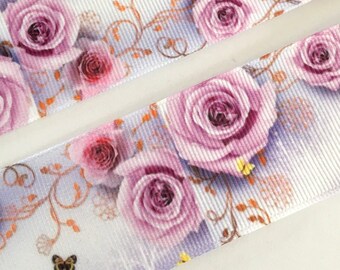 2 yds,Roses ribbon,Valentine ribbon,flowers ribbon,grosgrain ribbon,fabric ribbon,ribbon for crafts,ribbon for bows,ribbon by the yard.