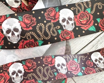 1-10 yds,Skull ribbon,halloween ribbon,satin ribbon,snake ribbon,roses ribbon,crafts ribbon,card making ribbon,scrapbooking ribbon,175