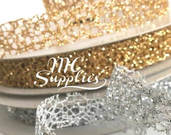 1-25 yds,Glitter mesh ribbon,net ribbon,craft ribbon,ribbon for bows,scrapbooking ribbon,crafting ribbon,embellished mesh,web mesh ribbon.