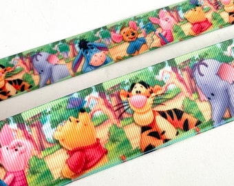 2-50 yds,Winnie-the-Pooh ribbon,bear ribbon,grosgrain ribbon,ribbon by the yard,ribbon for bows,craft ribbon,fabric ribbon,cartoon ribbon,60