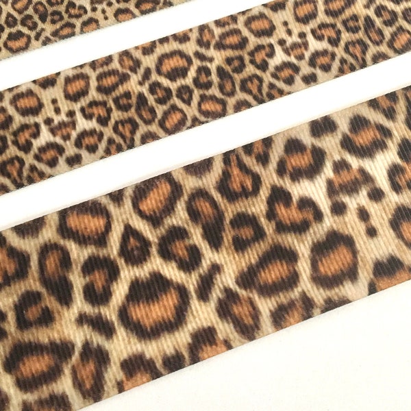 5 yds,Leopard ribbon,leopard elastic,animal ribbon,elastic for headband,elastic for hair ties,fold over,DIY headband,FOE by the yard,137