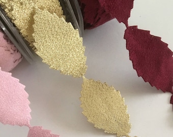 1-15 yds,Fabric leaves,faux suede leaves,leaves trim,leaves ribbon,card making leaves,embellished leaves,scrapbooking leaf trim,188