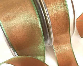 Green ribbon,reversible ribbon,fabric ribbon,two tone ribbon,ribbon by the yard,ribbon for bows,ribbon for flowers,gift wrapping ribbon,134