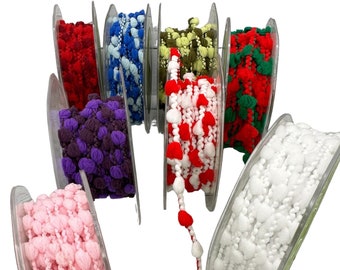 3-20 yds,Pom-pom Balls,ball fringe,pom-pom wired trim,pom pom ribbon,crafts trim,scrapbooking trim,wired trim,decorative pom pom,62.