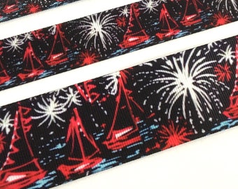 2 yds,Boats ribbon,fireworks ribbon,grosgrain ribbon,craft ribbon,ribbon for bows,sewing ribbon,ribbon,ribbon by the yard,86