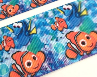 2 yds,Cartoon ribbon,Nemo ribbon,character ribbon,fish ribbon,grosgrain ribbon,ribbon by the yard,ribbon for bows,craft ribbon,60