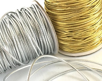 5-50 yds,Metallic elastic cord,metallic cord,elastic cord,wedding cord,decorative cord,gift wrap cord,craft cord,gold cord.