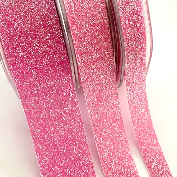 Glitter ribbon,sparkle ribbon,pink ribbon,fabric ribbon,craft ribbon,ribbon for bows,ribbon by the yard,scrapbooking ribbon.