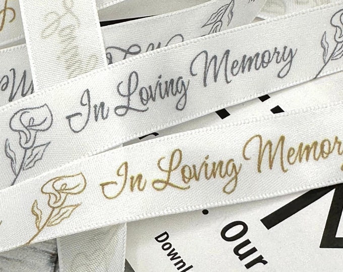 In Loving Memory Ribbon Gold Script and Calla Lily for Funerals ...