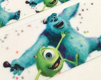 Monsters 3" grosgrain ribbon,elastic,boo trim,cartoon,ribbon by the yard,crafts,embellishment,2-50 yards,60