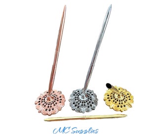 Wedding pen,wedding guest book pen, gold guest pen,silver guest pen,wedding registry pen,guestbook sign pen,fancy pen,pen with stand.