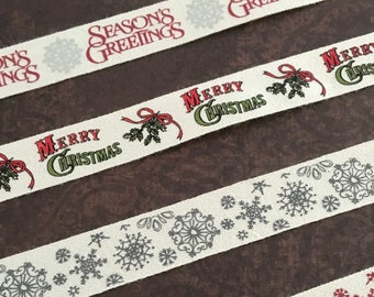 3 yds,Weihnachtsband,Leinwandband,Grußband,Winterband,bedrucktes Band,scrapbooking Band, Geschenk Band, Band Großbestand,