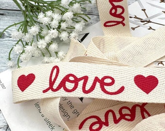 Love ribbon,fabric ribbon,organza ribbon,red ribbon,red ribbon,Valentines ribbon,ribbon for bows,ribbon for crafts,sewing ribbon.