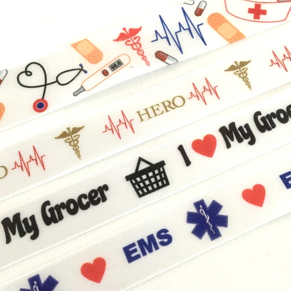 1-10 yds,Nurse ribbon,thank you ribbon,,paramedic ribbon,gratitude ribbon,doctor ribbon,hero ribbon,groceries ribbon,ribbon for bows.