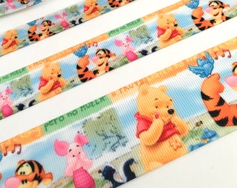 Winnie Puuh Grosgrain-Band, Bären-Cartoon-Bastelband, Haarschleifen- und Nähzubehör (5–50 Yards), 60