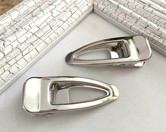 2 pcs,Silver hair clip,women hair clip,adult hair clip,metal hair pins,alligator hair pin,hair findings,DIY hair supplies,blank hairwear.