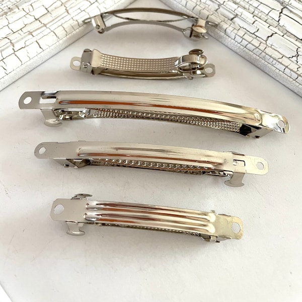 10 pcs,French barrettes,blank french clips,metal barrettes,DIY hair clip,french clips,hair findings,silver french barrettes,big barrettes.