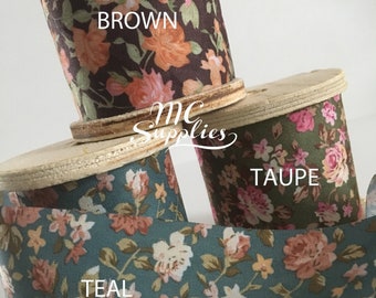 2 yds,Floral ribbon,vintage floral ribbon,fabric ribbon,craft ribbon,printed ribbon,ribbon for crafts,ribbon for bows,ribbon by the yard.