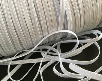 5 yds,Flat Elastic,white elastic,narrow elastic,flat elastic trim,elastic for favors,elastic for masks elastic,white flat elastic,elastic.